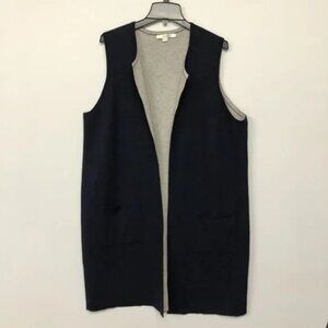 Boden Sweater Vest Navy Blue Gray Pockets Duster Size XL US